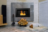 Camino a Bioetanolo da Parete 65x12x40 cm in Acciaio Inox Nero