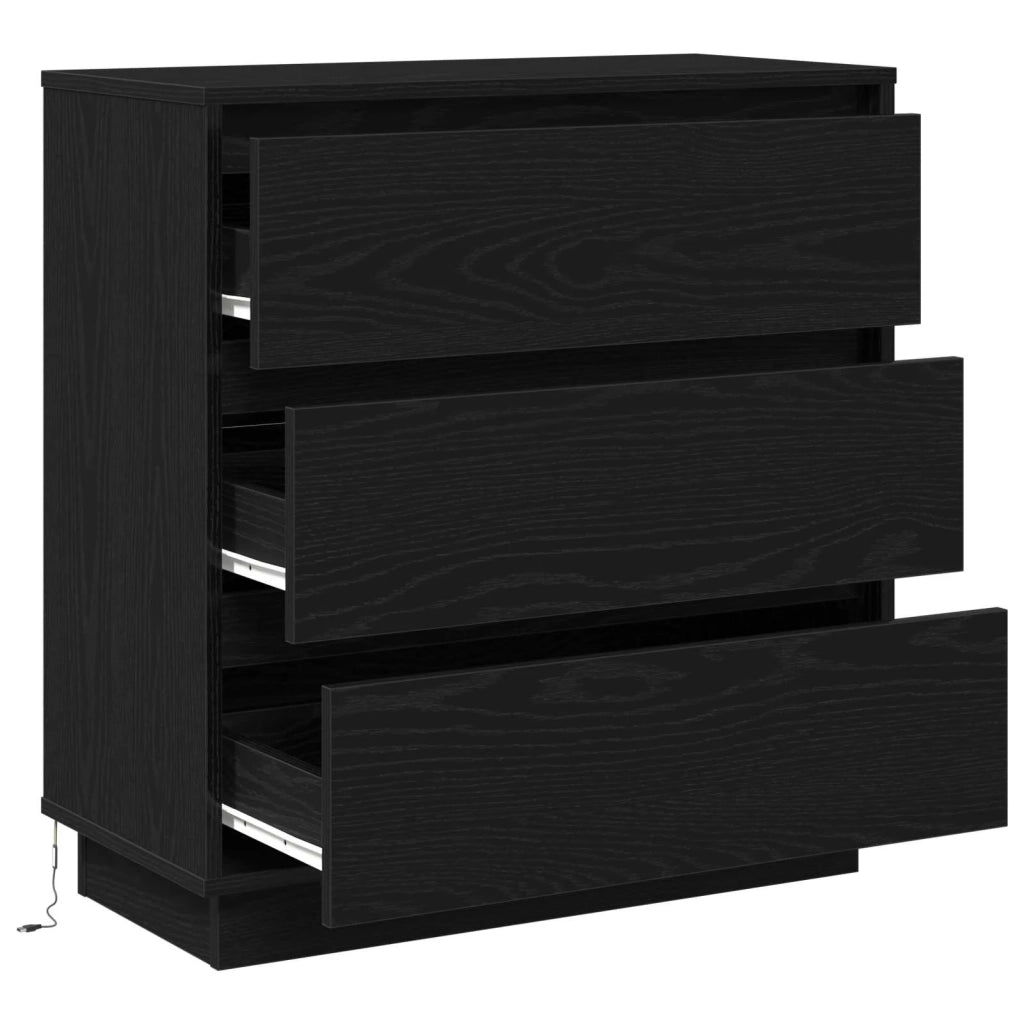 Armadio da Notte con cassetto Rovere Nero 71 x 34,5 x 75 cm 869635