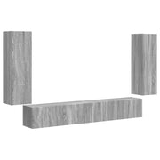 Set di Mobiletto da TV a Parete 4 pz | Armadietto TV | Mobile Porta TV Grigio Sonoma