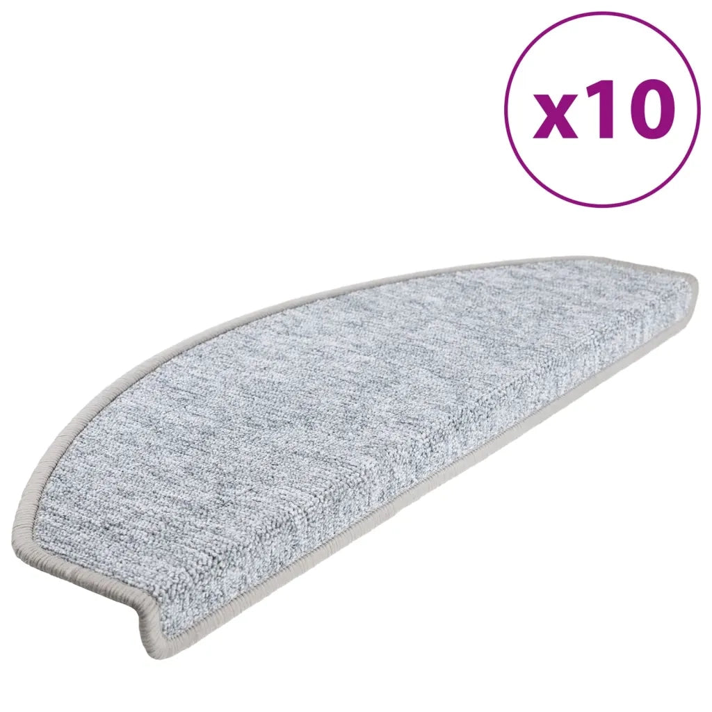 Tappetini per scale 10 pz 65x24x4 cm Grigio chiaro Semicircolari Grandi 149757