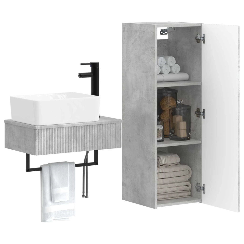 Set di mobili per il bagno 2 pz Grigio Cemento 3406106