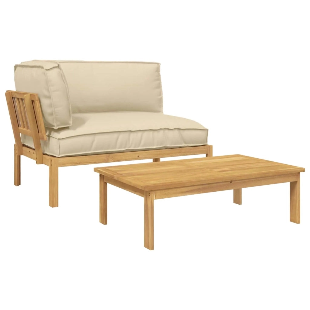 Set di divani con cuscino 2 pcs Beige Legno di Acacia Massello 3418189