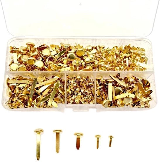 Nageli 400 Stuks - Pennini a Spillo d'Oro - Viti a Gancio Metalliche - Per Attività di Fai da Te - Incluso Cassetto di Riposo - Sicuri per i Bambini - Spillette