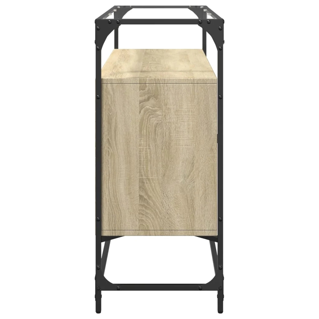 Buffet credenza cassettiera armadio mobile contenitore organizer per cucina soggiorno salotto con piano in vetro Sonoma legno ingegnerizzato marrone 02_0029766