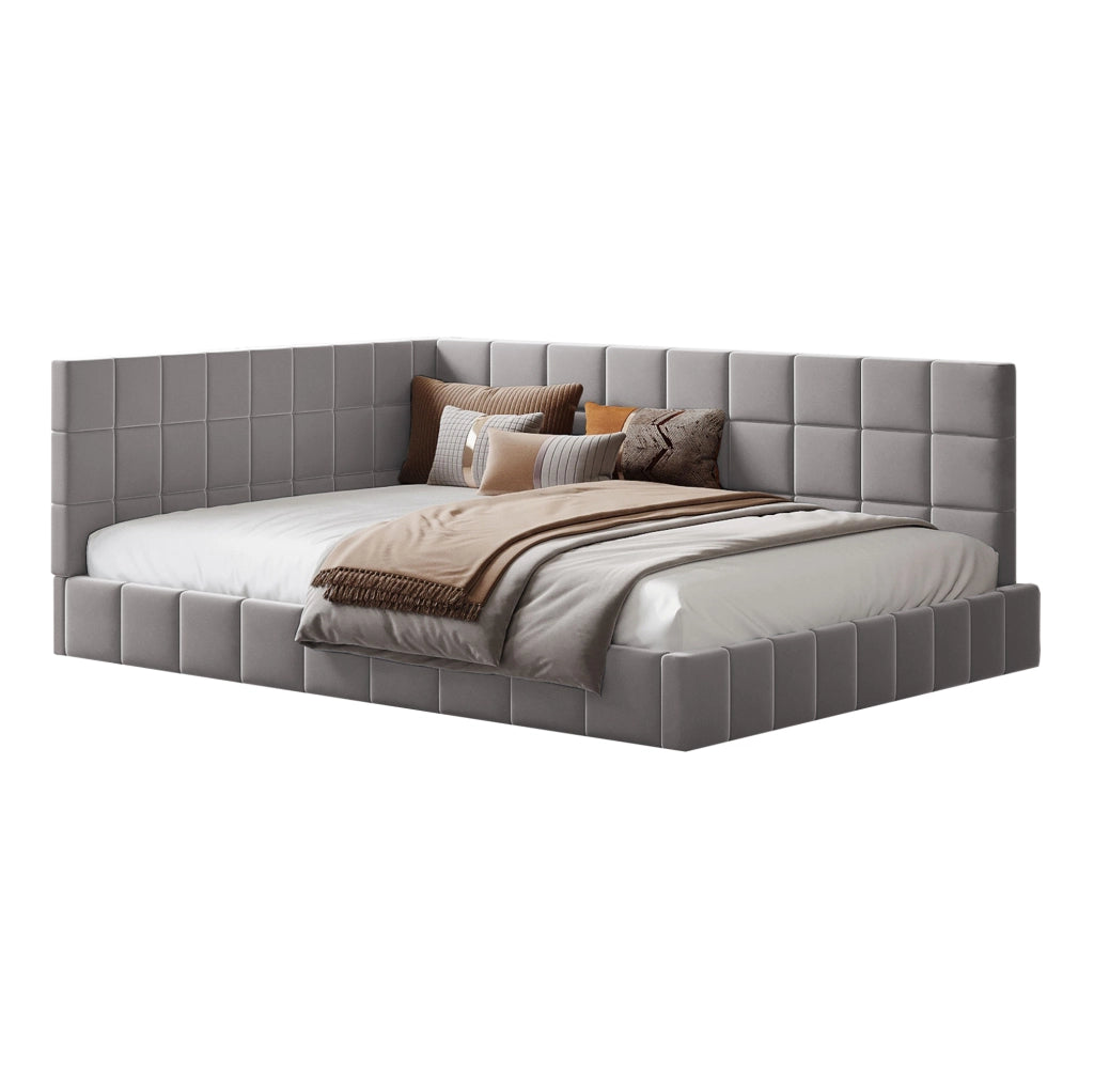 Divano letto 140x200 cm; stile classico; tessuto; grigio (Senza materasso)
