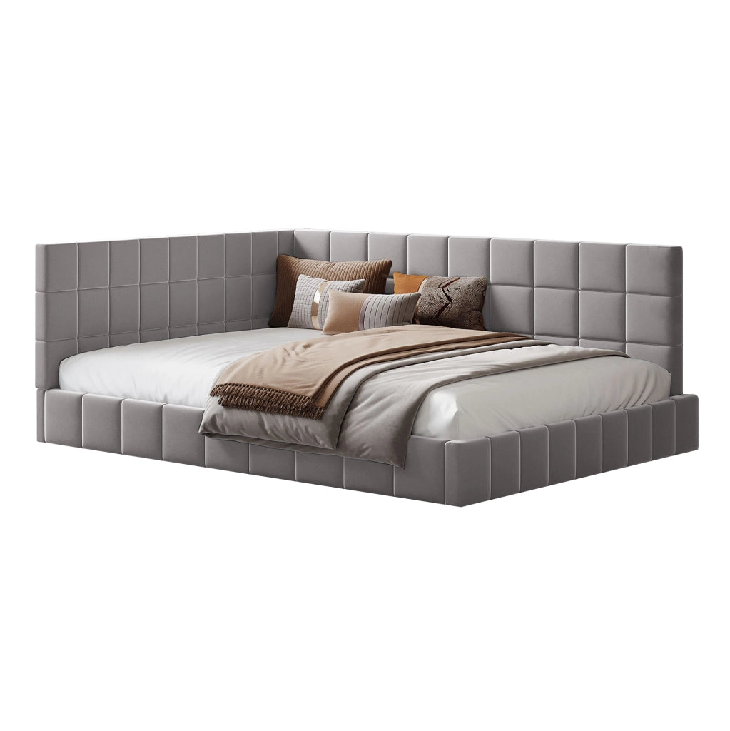 Divano letto 140x200 cm; stile classico; tessuto; grigio (Senza materasso)