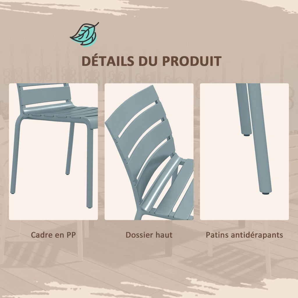 Set di 4 sedie da giardino impilabili ¨C zephmum ¨C grigio 42x54x78 cm