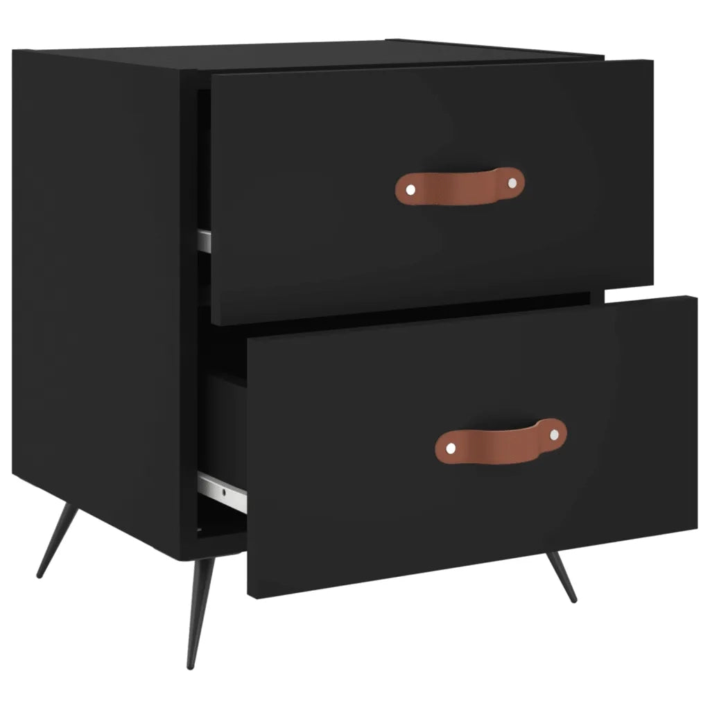 Comodini 2 pz Neri 40x35x47,5 cm in Legno Multistrato