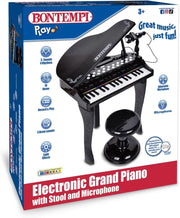 Pianoforte a Coda Elettronico 32 Tasti con Microfono e Sgabello, Effetti Luminosi, 5 Suoni, 4 Ritmi, 19 Brani, 53x40x32