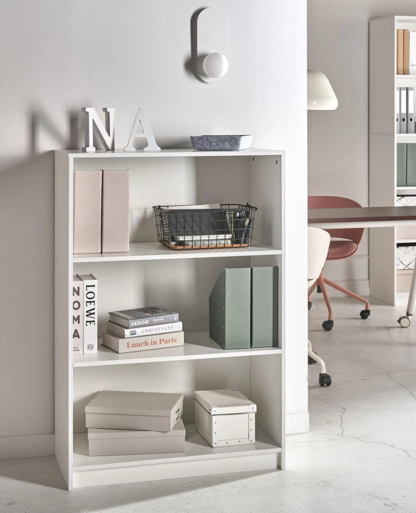 Libreria a 3 ripiani stile minimalista in truciolare  80 x 40 cm Bianca