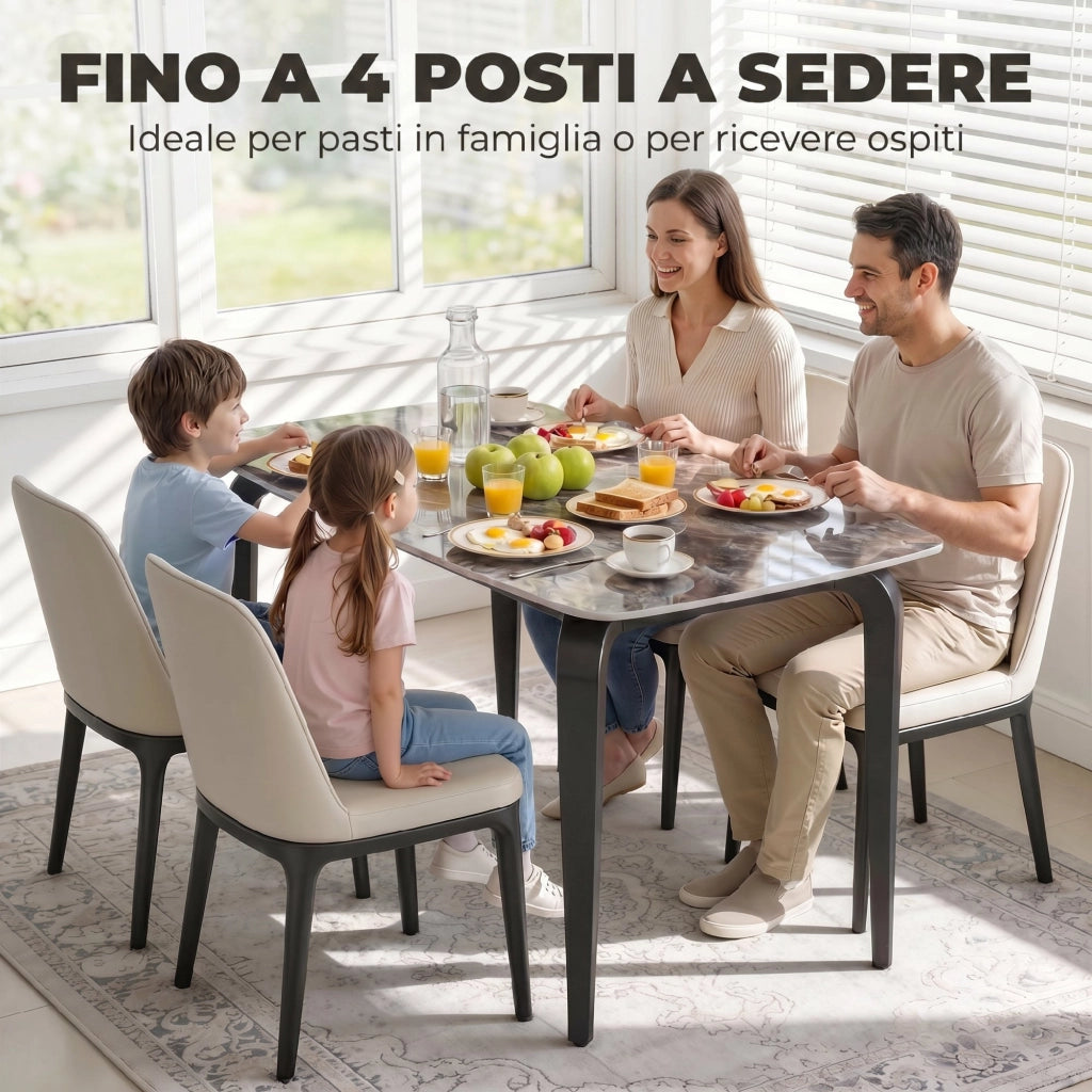 Tavolo 4 Persone. 130x70 cm. Moderno con Piano in Pietra Sinterizzata. Marrone