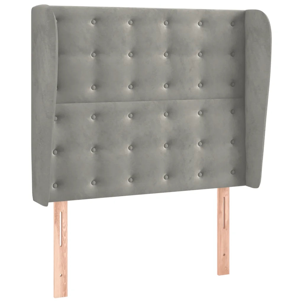Testiera ad Orecchio-Testata con Orecchie Grigio Chiaro 93x23x118/128 cm in Velluto 913193