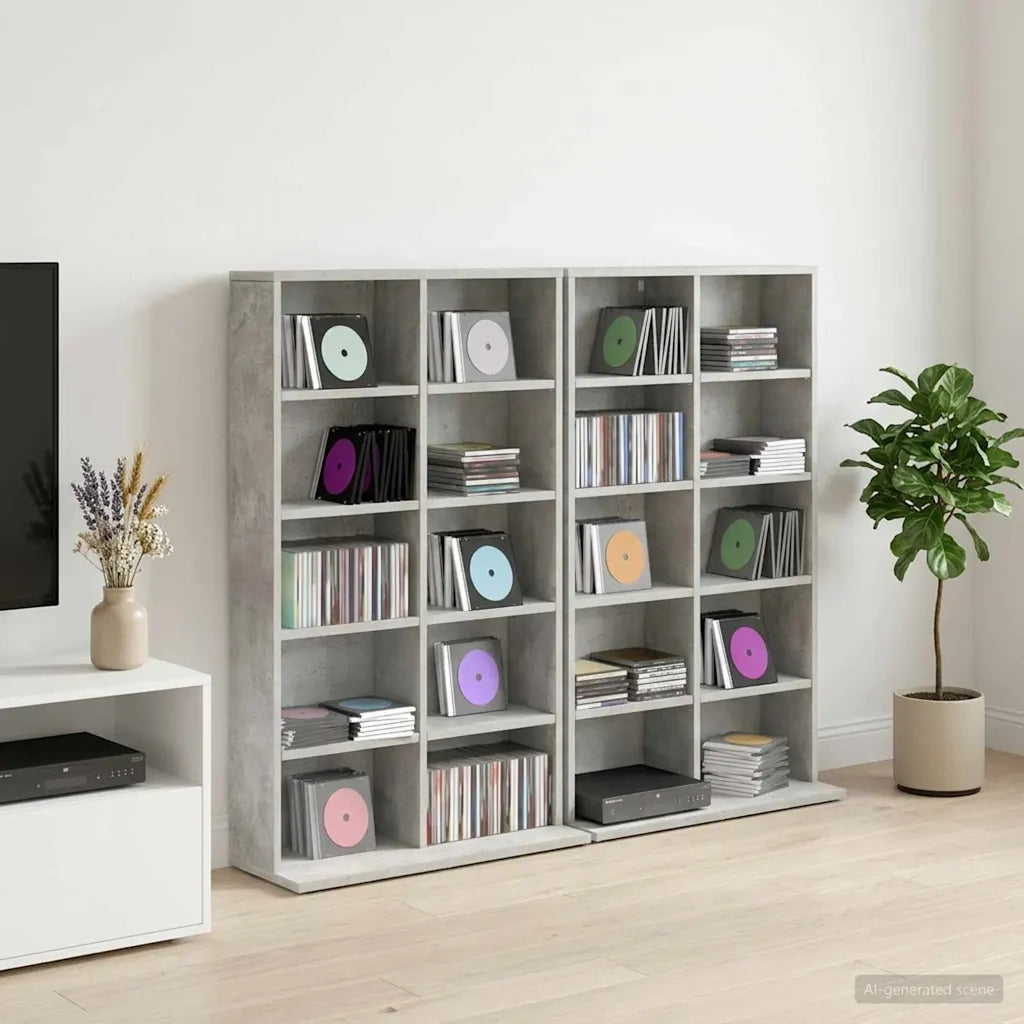 Mobile per CD 2 pz Grigio Cemento 65 x 23,5 x 97,5 cm 8012681