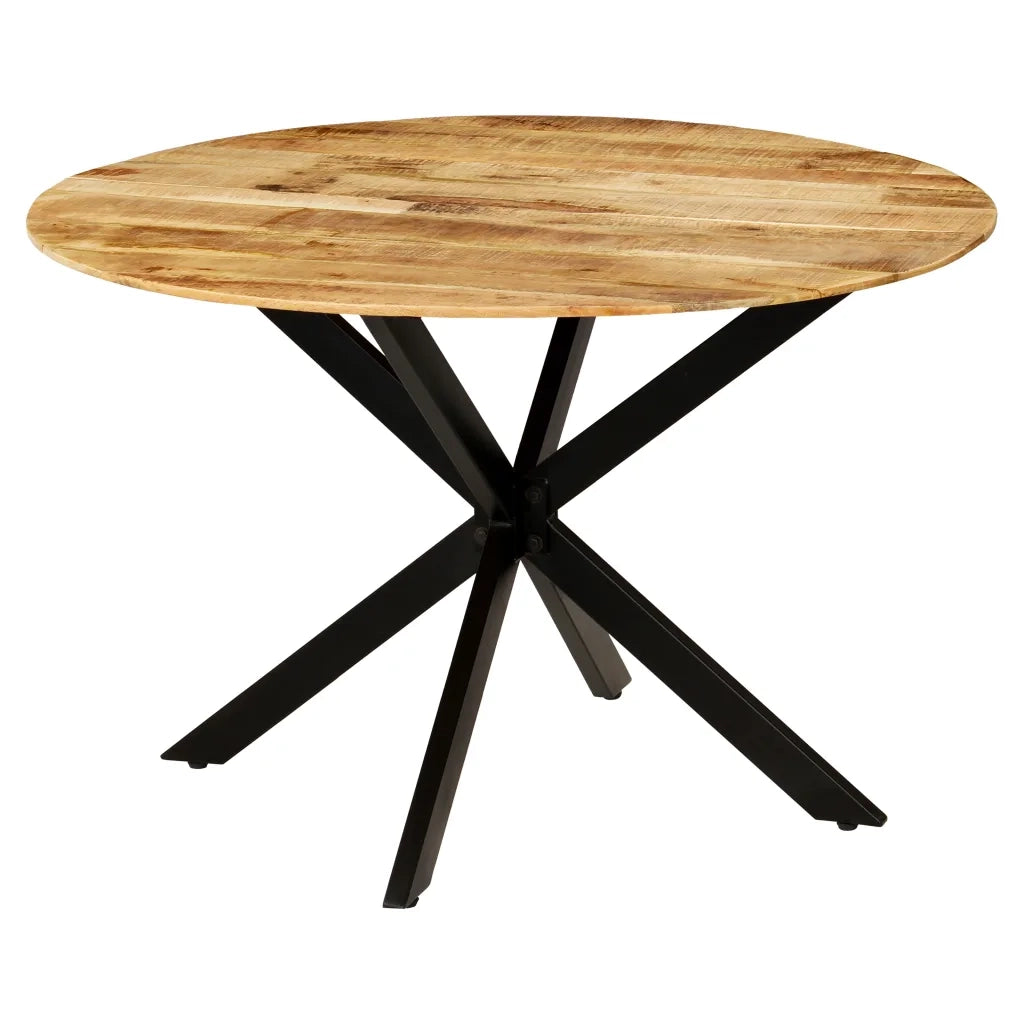 Tavolo da Pranzo in Massello di Mango Grezzo e Acciaio 120x77cm cod mxl 29854