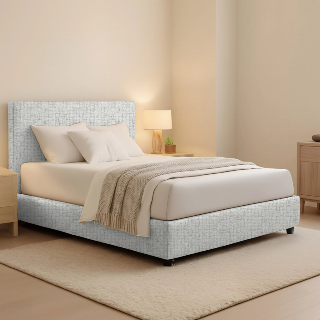 Lichfield, Letto Matrimoniale Sfoderabile Made in Italy, Grigio Chiaro