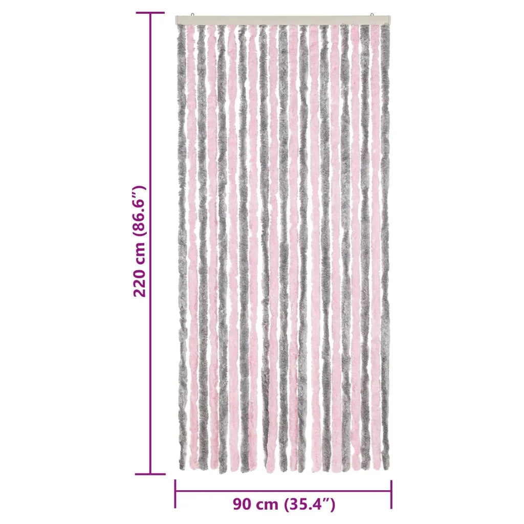 Tenda Antimosche Grigio Argento e Rosa 90x220 cm in Ciniglia CFW2629648