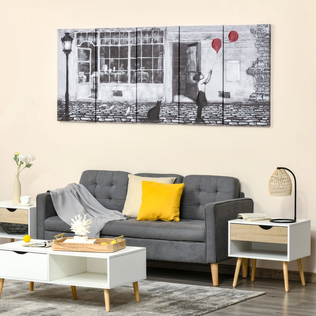 Quadro su Tela Bambina 5 Pezzi ¨C zephmum ¨C Nero Bianco Rosso 80x40cm