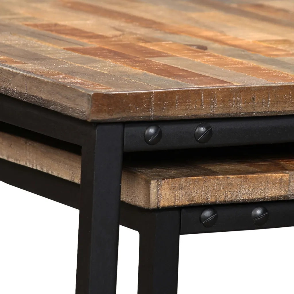 Set 2 pz Tavolini da salotto | Tavolino da caff¨¨ | Tavolino da Soggiorno a Incastro in Teak Massello di Recupero