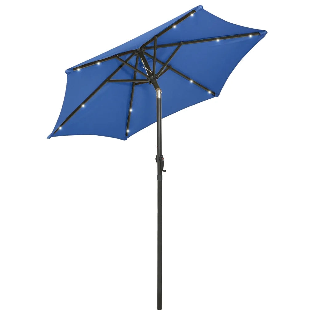 Ombrellone con Luci LED-Ombrello da giardino Azzurro 200x211 cm in Alluminio