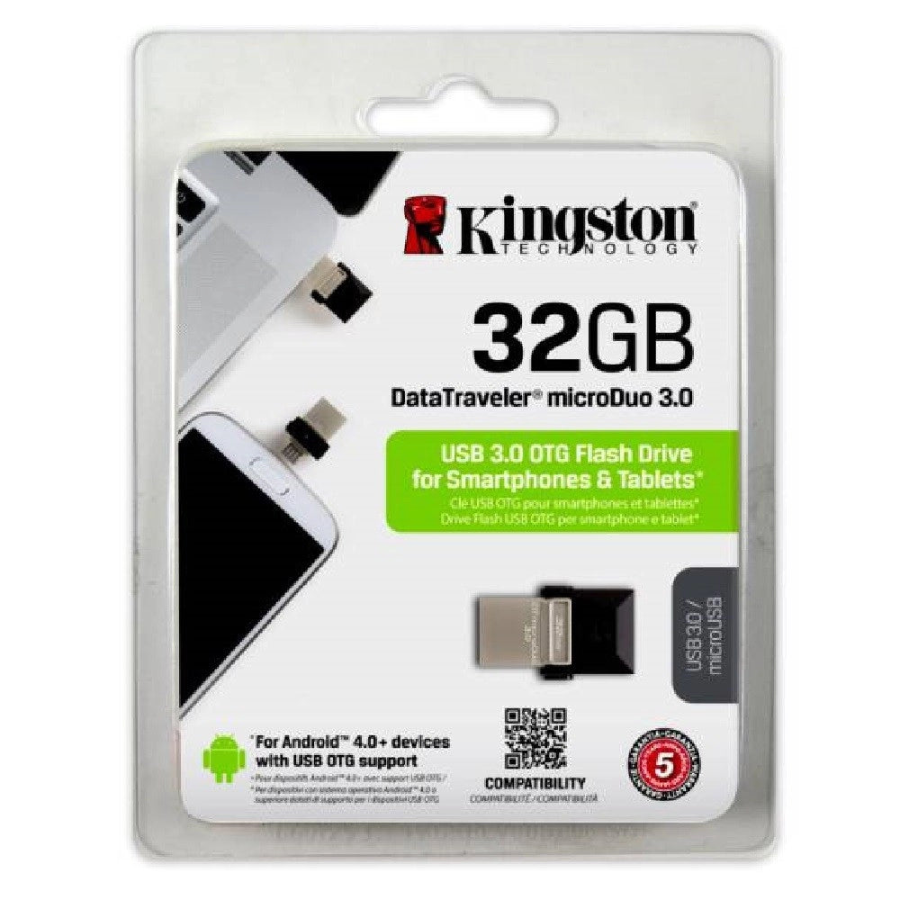 Trade Shop - Kingston 32gb Dtduo3.0 Microduo Usb 3.0 Otg Micro Usb Flash Memory Drive 32 Gb -