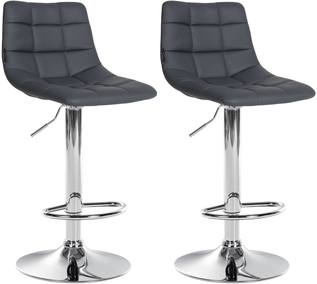 Set di 2 sgabelli da bar Jerry in similpelle grigio,cromo