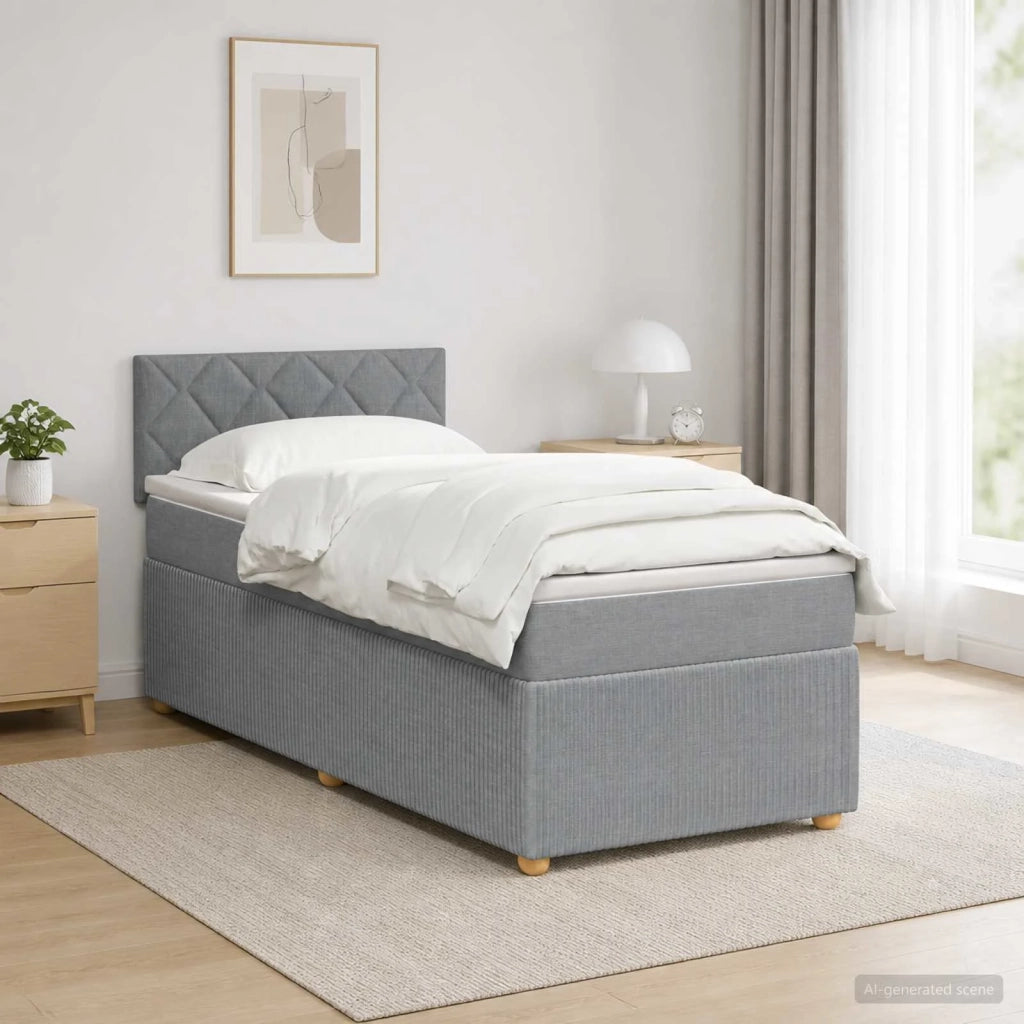 Letto box spring con materasso Grigio Chiaro 100 x 200 cm 3452869