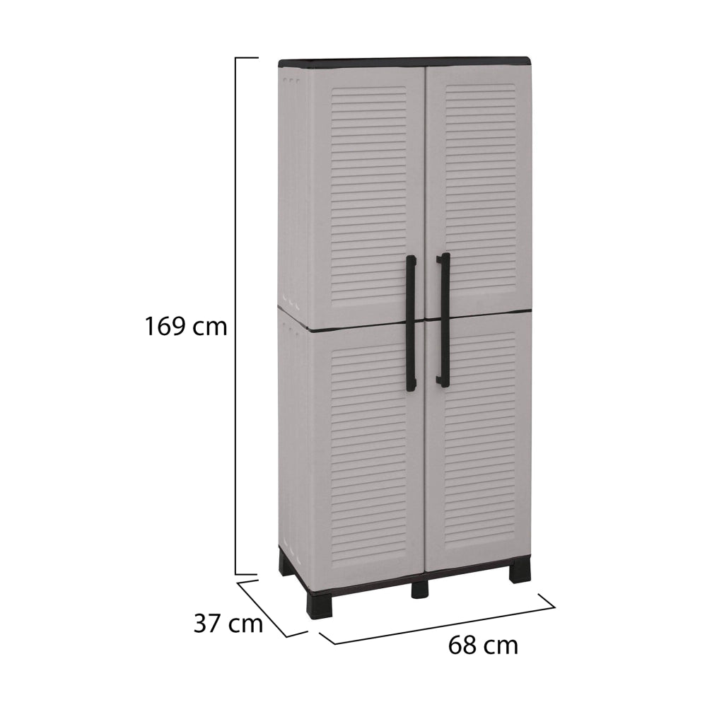 Mobile da Giardino Ash, Armadio da Esterno 3 Ripiani, 68x37x169h cm Grigio Chiaro
