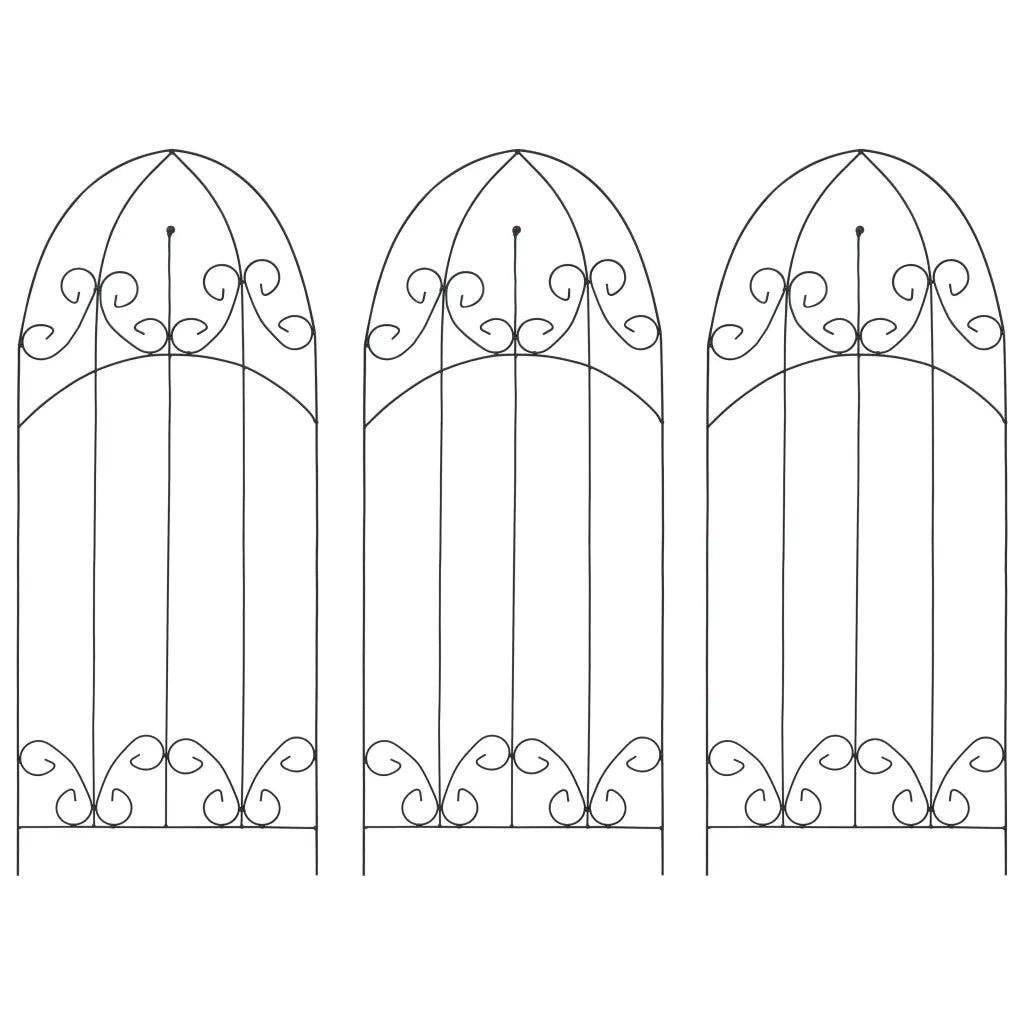 Supporti da Giardino per Piante 3 pz Neri 40x100 cm in Ferro