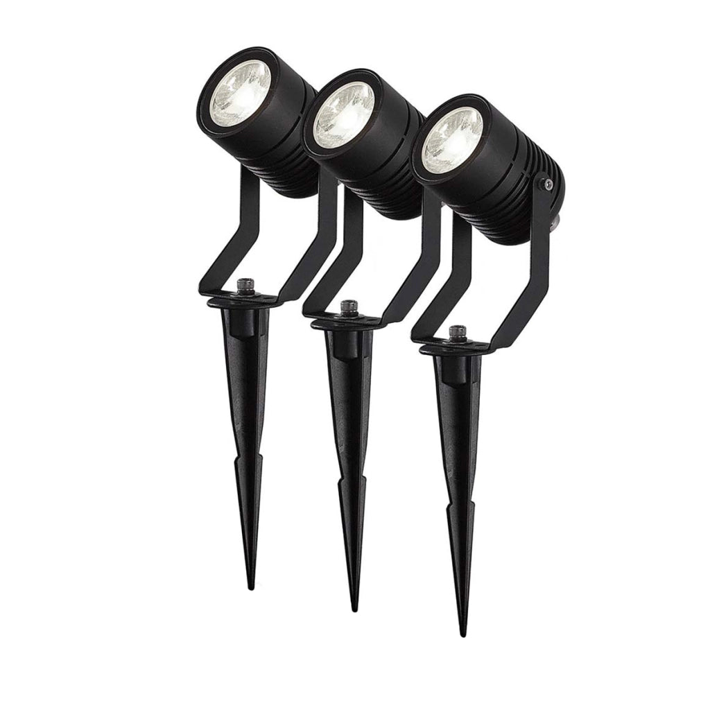 Set di 3 Faretti da Giardino Intelligenti Zigbee 3.0 IP65 Economico Nero Nedis