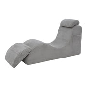 Poltrona relax con tasca laterale e cuscino removibile in velluto a coste grigio chiaro