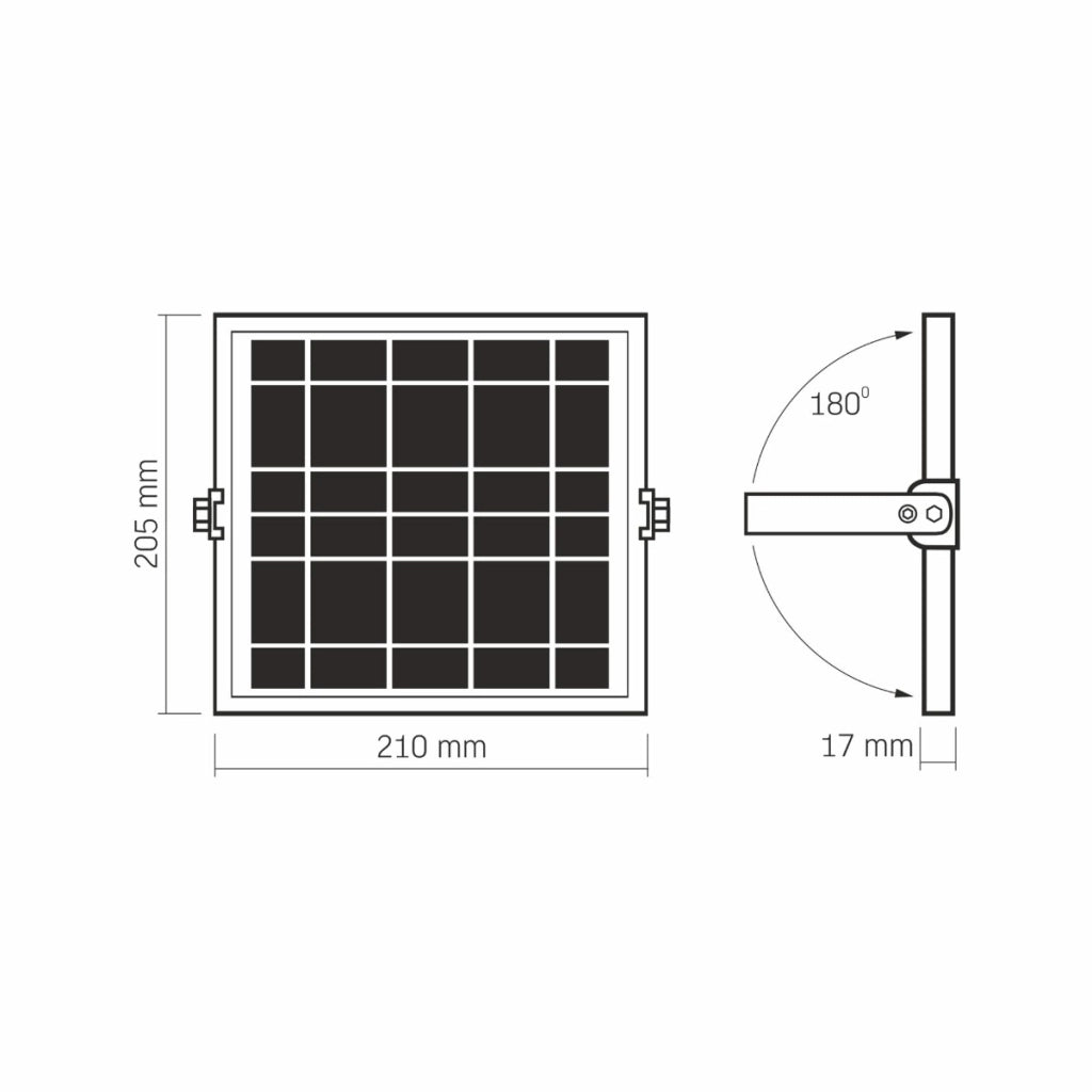 Faro LED solare 1400lm 5000K PIR con telecomando IP65