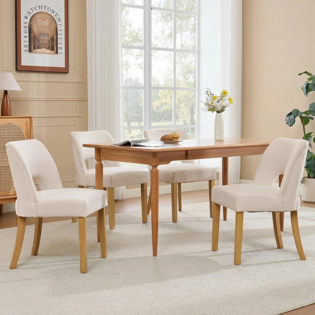 2 sedie da pranzo comode e traspiranti adatte per sala da pranzo soggiorno caffè ecc. stile moderno tessuto di lino gambe in legno massiccio beige
