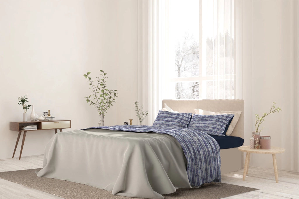 Set Lenzuola Singolo con Stampa Sopra Sotto e Federe Jeans Stripes