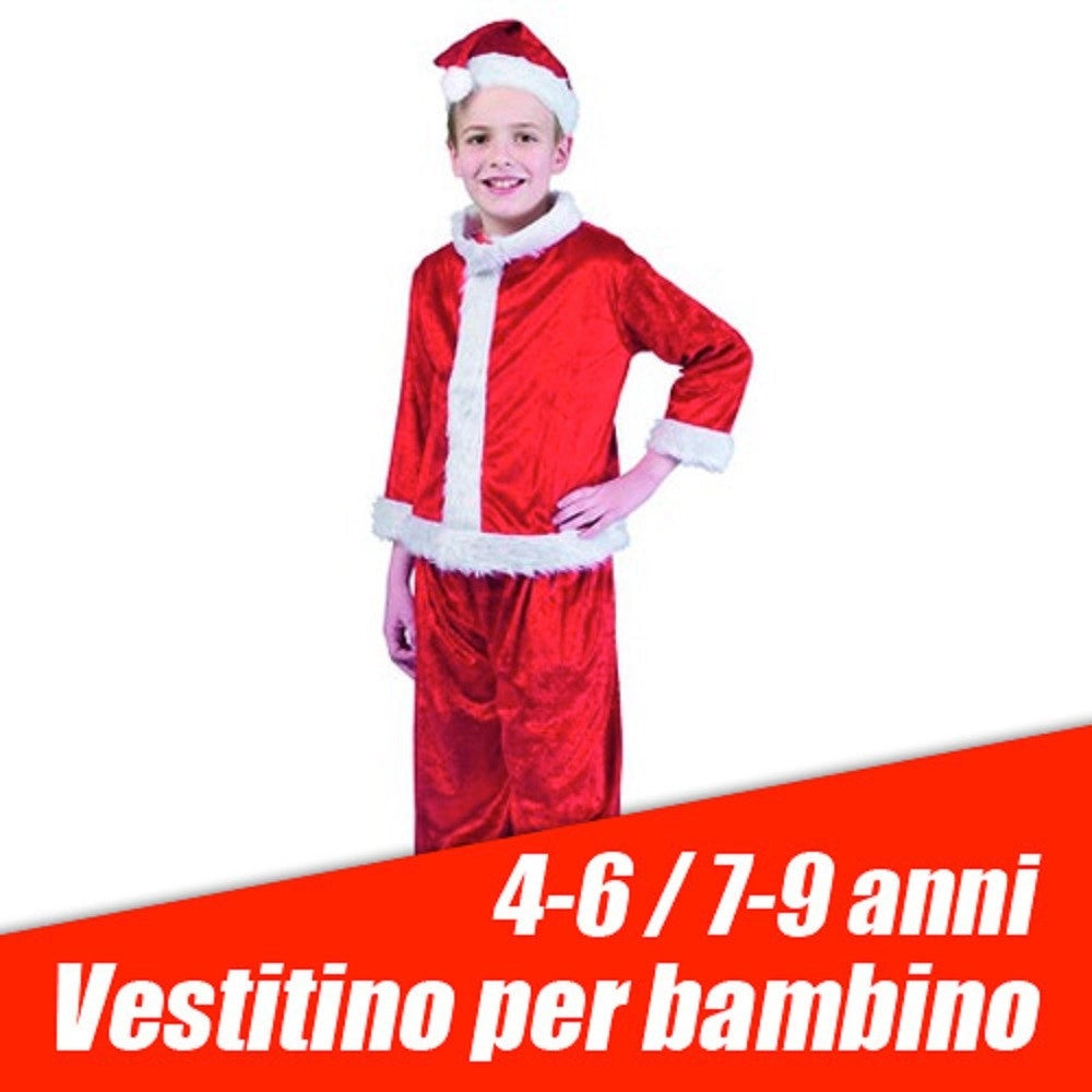 Trade Shop - Vestito Completo Abito Natalizio Per Bambini E Bambine 4-6/7-9 Anni Rosso -