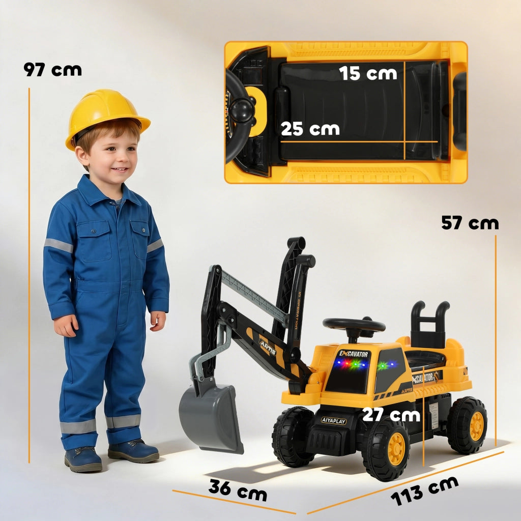 Trattore Giocattolo con Paletta ¨C zephmum ¨C Giallo per Bambini 1.5-3 Anni