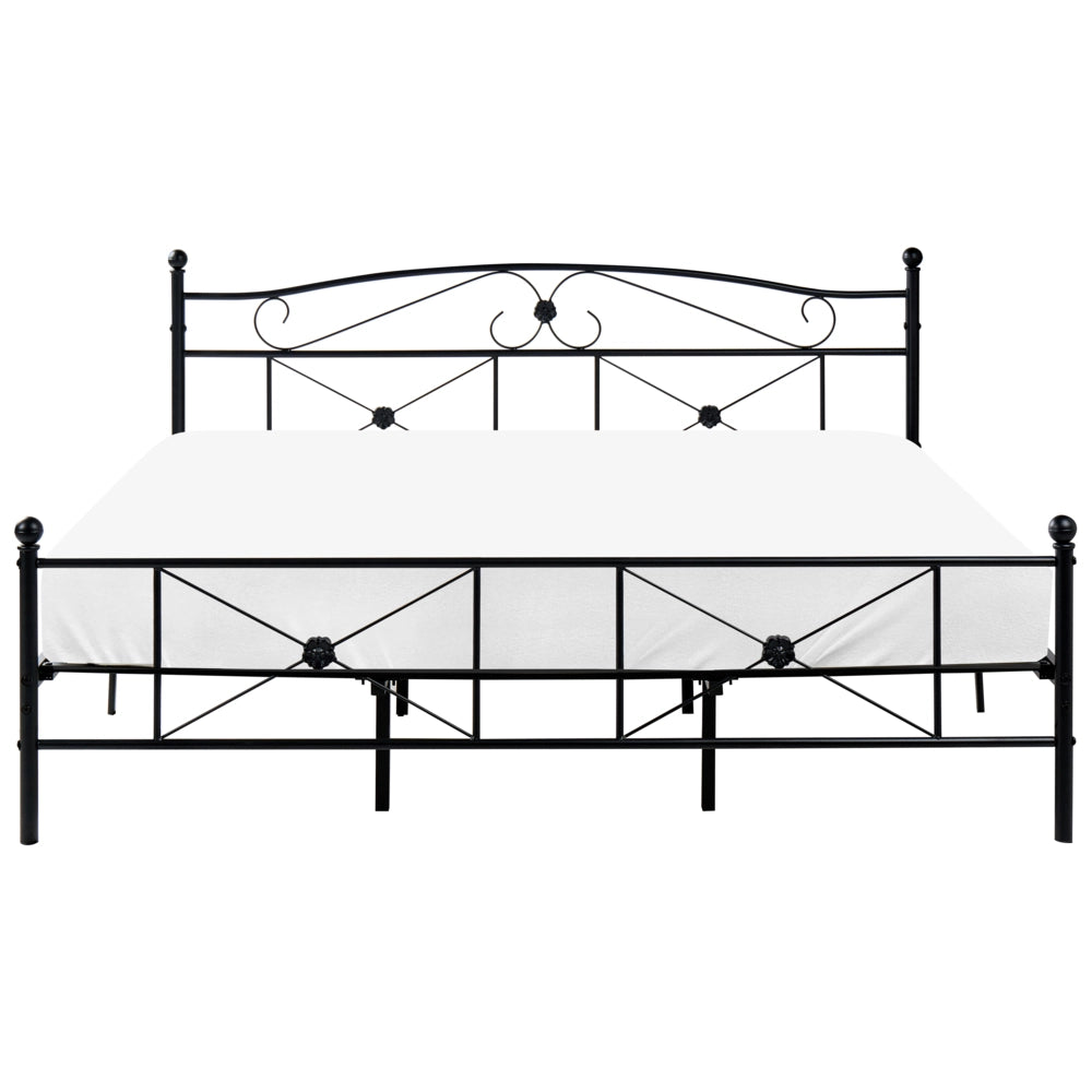 Letto 180 x 200 cm con struttura in metallo Nero Rete a doghe retrò