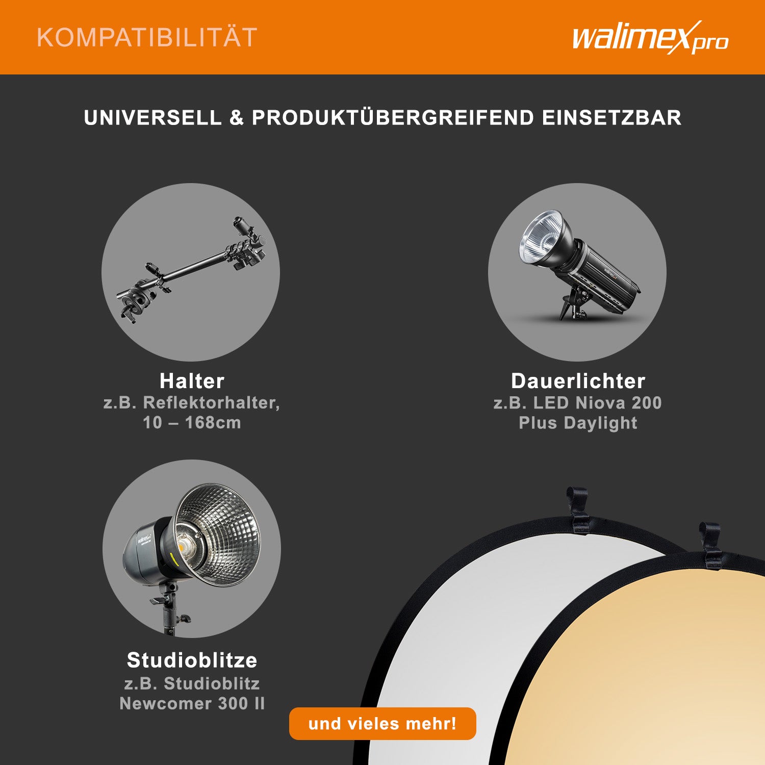 Riflettore pieghevole oro/argento, Ø107cm