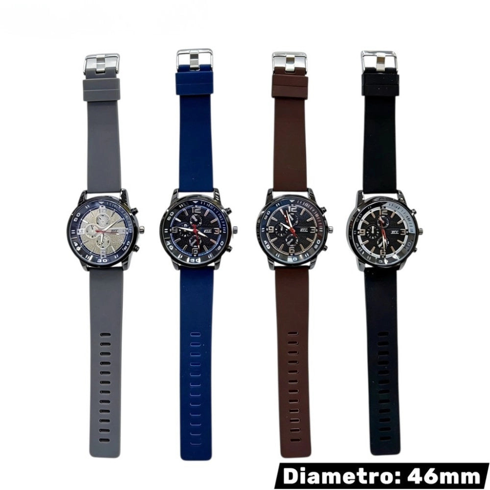 Trade Shop - Orologio Sportivo 46 Mm Impermeabile Con Cinturino In Silicone E Quadrante Cronografico Moderno -