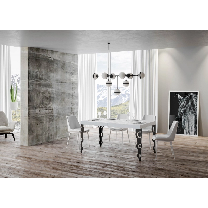 Tavolo allungabile 90x130/234 cm Karamay telaio Antracite - Bianco Frassino