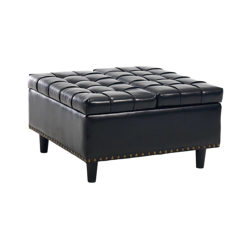 Panca Contenitore Imbottita ¨C MINIMAL ¨C Seduta con Vano, PU Nero