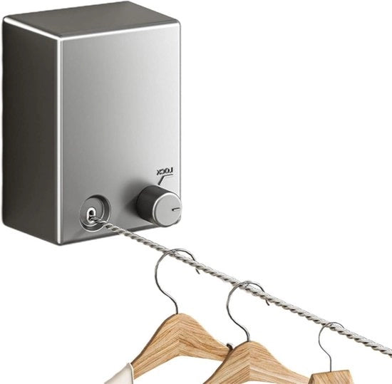 Asse da stendino estensibile 42 m - ripiegabile fino a 20 kg - chiusura - prevenzione di penzolamento - utilizzo in bagno, balcone, cucina, camera