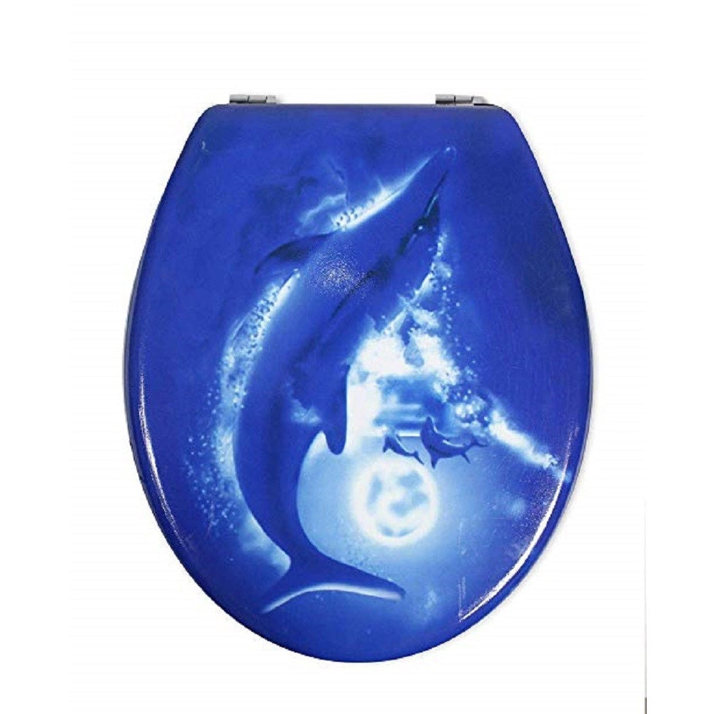 Trade Shop - Sedile Copriwater Universale Per Bagno Copri Wc Water In Legno Delfino -        3,5