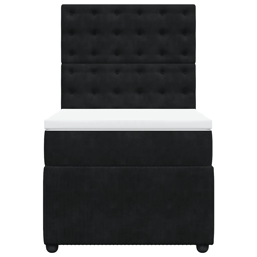 Giroletto a Molle con Materasso Nero 90x200 cm in Velluto