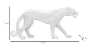 Statua Pantera 70x32,5x18 cm in Poliresina Bianco