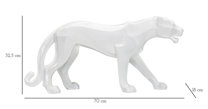 Statua Pantera 70x32,5x18 cm in Poliresina Bianco