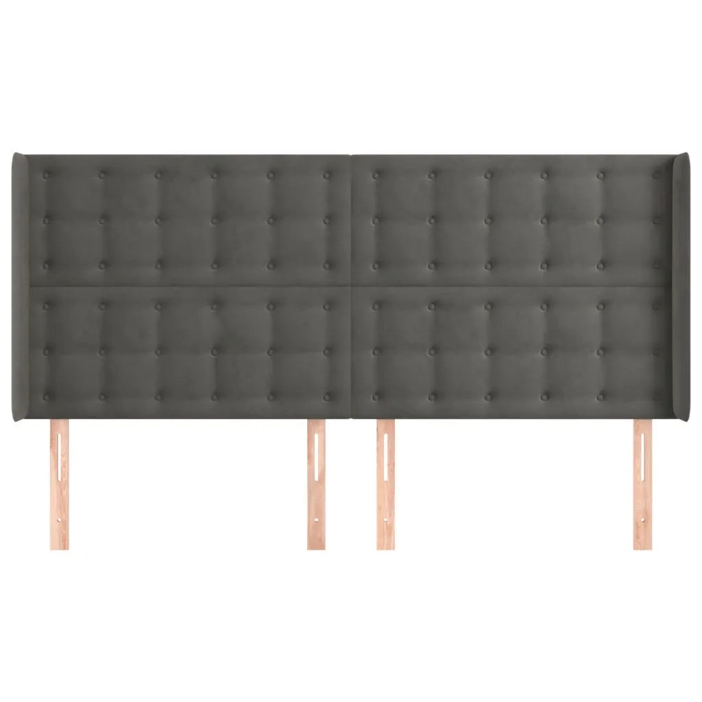 Testiera ad Orecchio-Testata con Orecchie GrigioScuro 183x16x118/128 cm in Velluto 225501