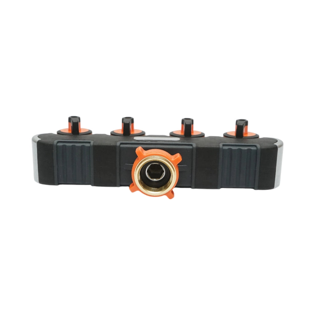 Distributore a 4 vie con rubinetti, connettori 1/2 e adattatore rubinetto 1/2-3/4 per tubo da giardino