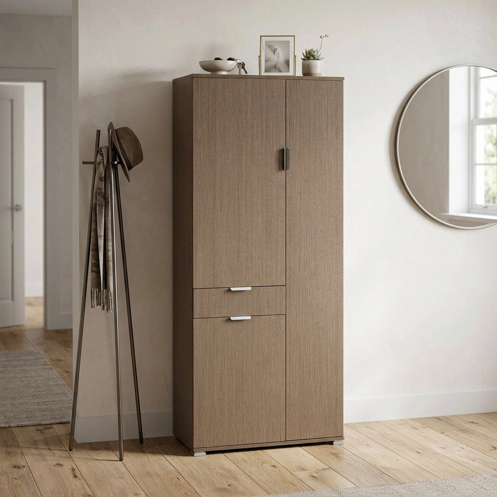 Armadio con 3 ante e un cassetto in Legno Composito cm 75x38x174 - KADEN