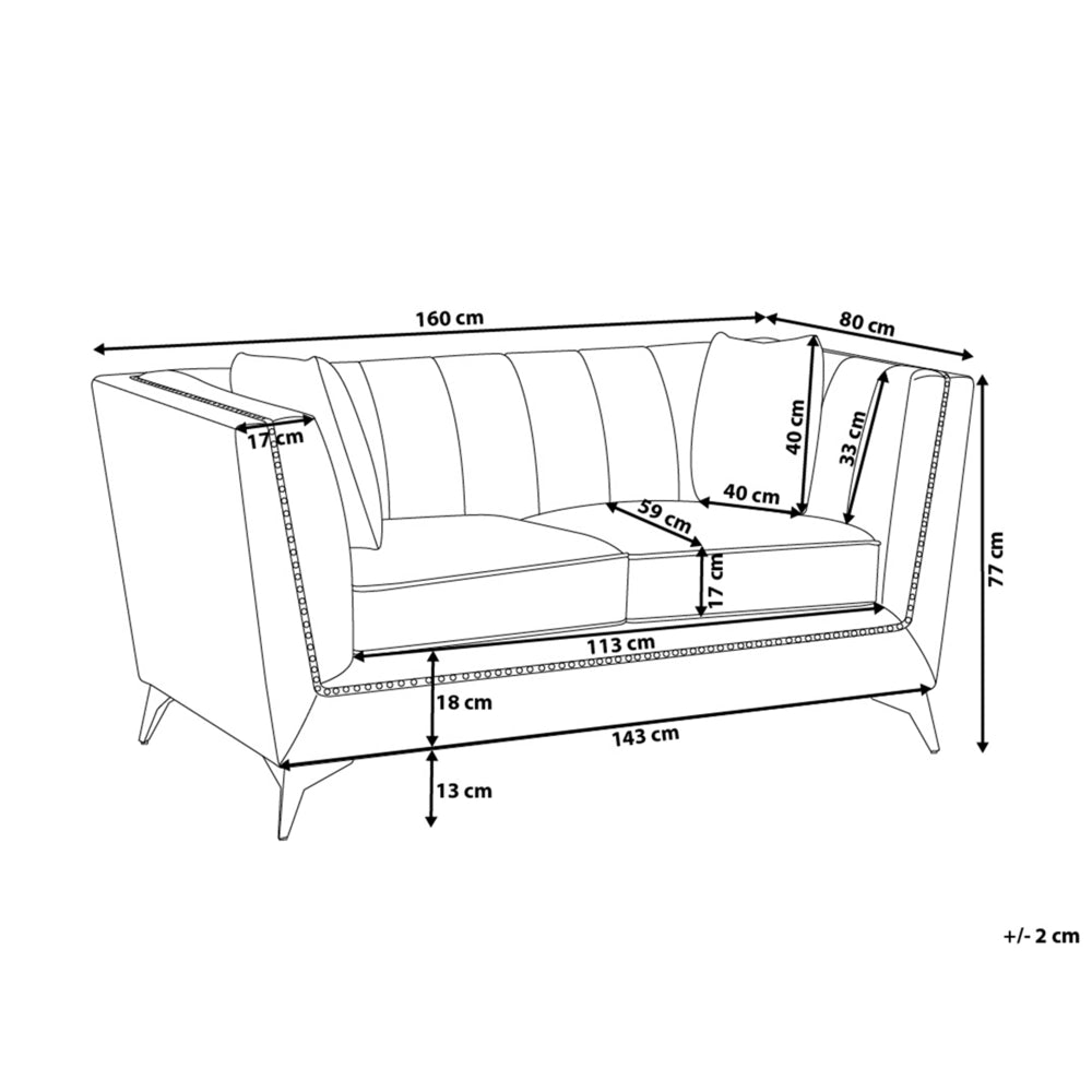 Divano a 2 posti grigio con rivestimento in testa di chiodo soggiorno