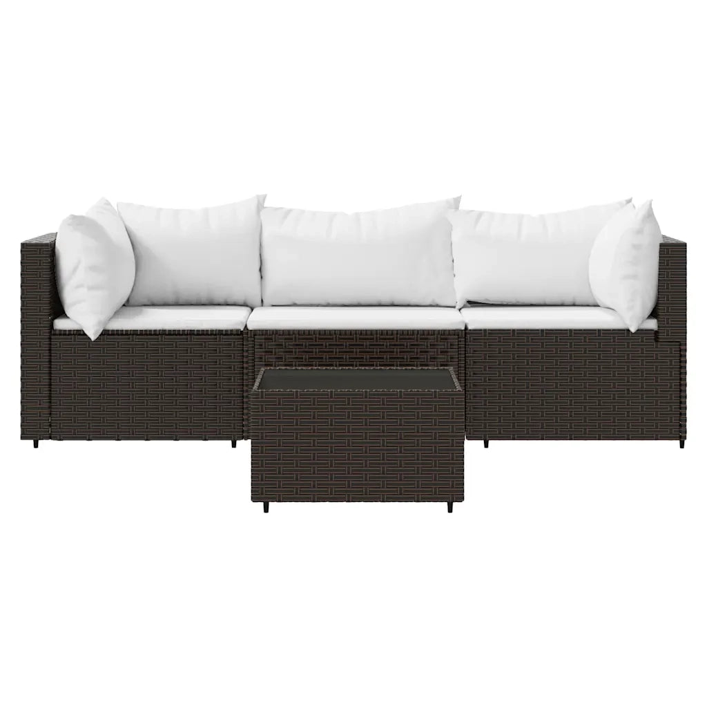 Set Mobili da Giardino 4 pz con Cuscini in Polyrattan Marrone CFW7012005